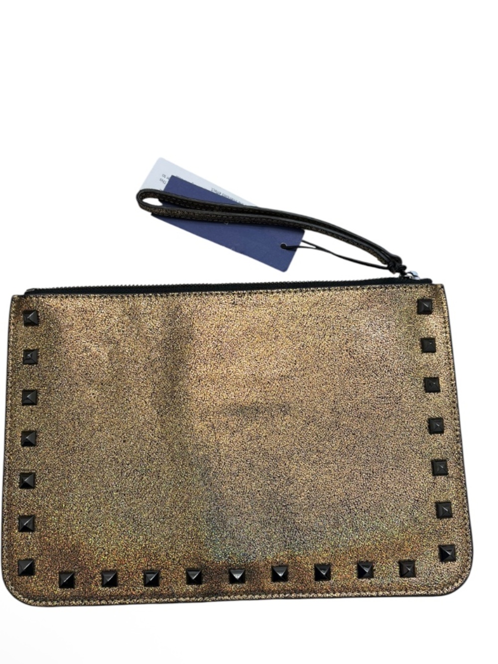 Rebecca Minkoff gold studded evening wristlet clutch bag